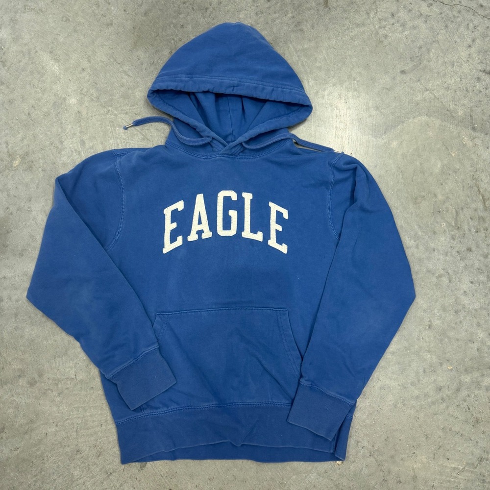 Y2K 2000s American Eagle Blue Pullover Hoodie Eagle Graphic Sweatshirt Mens S